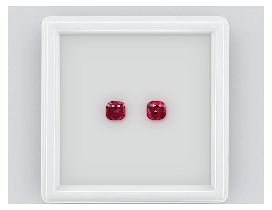 Pair of vibrant red Mansin spinels